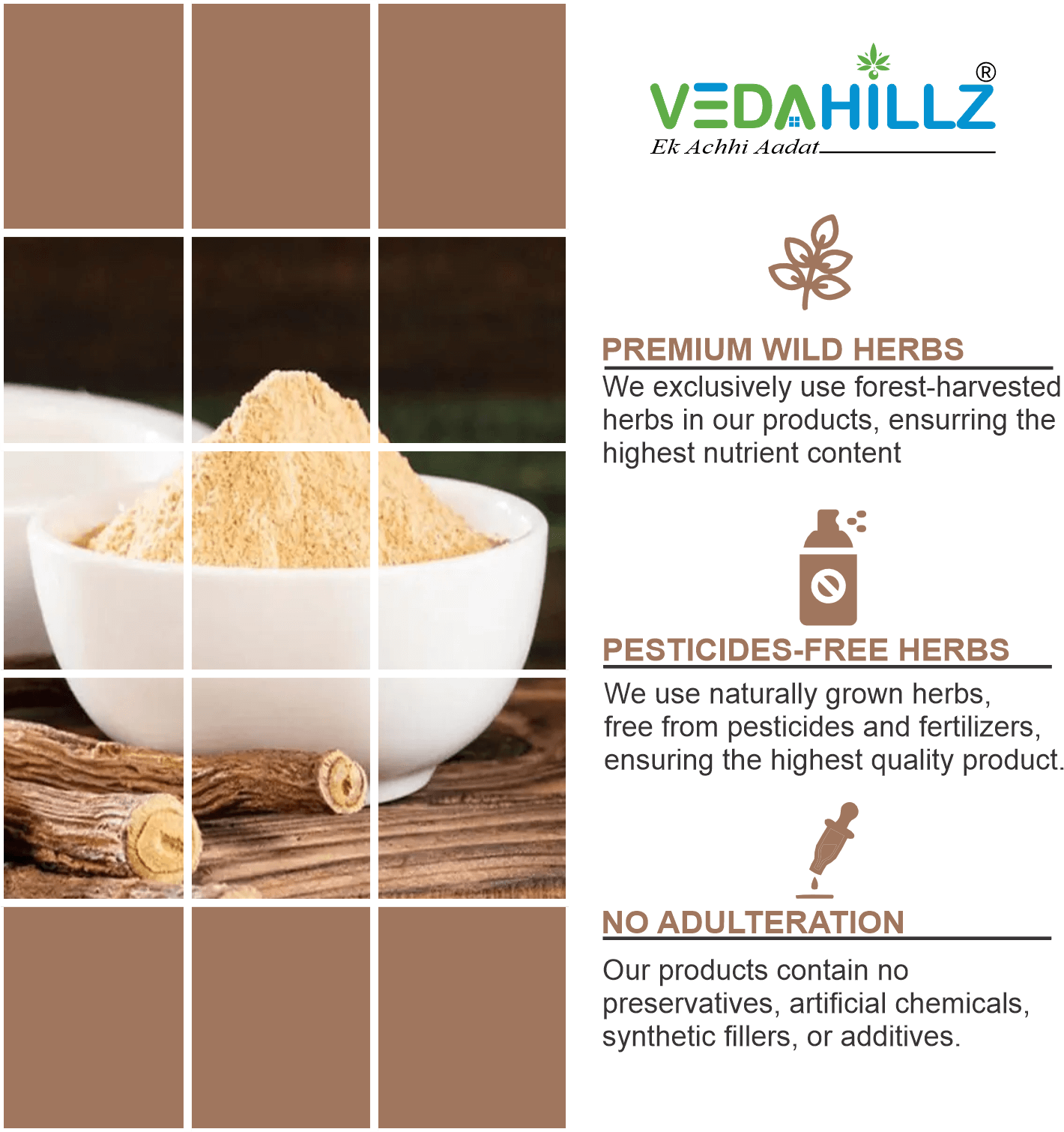 Vedahillz Mulethi Powder Made from Carefully Selected Licorice Roots